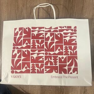 Vuori White and Red Graphic Tote